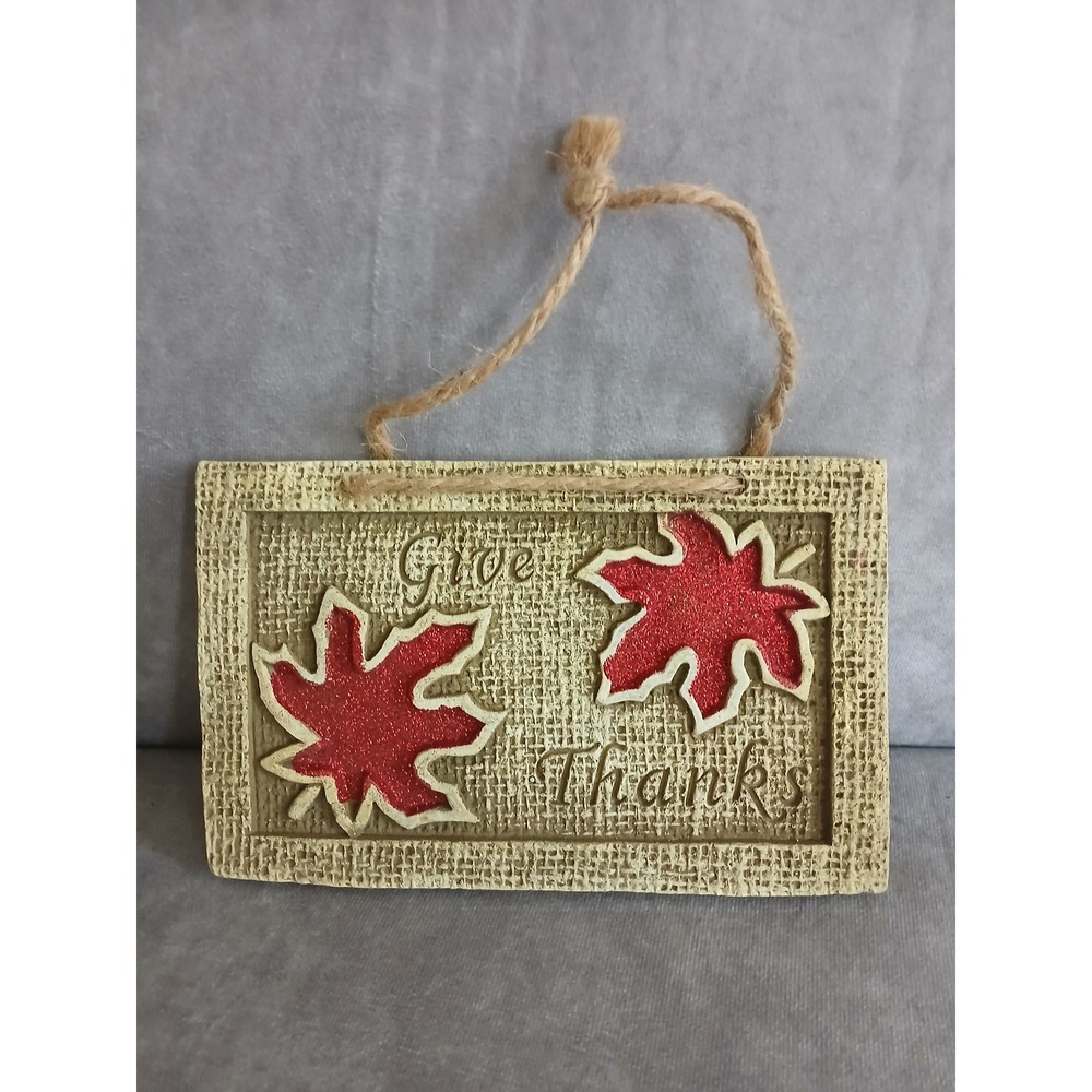 Family Christian Burlap Garden Plaque Give Thanks Fall Decor Red Leaves 1481312